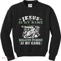 Catching big Walleye Fish over 25 inches Walleye Hunter Kids Sweatshirt thumb 0