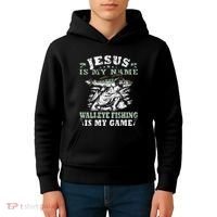 Catching big Walleye Fish over 25 inches Walleye Hunter Kids Hoodie thumb 4