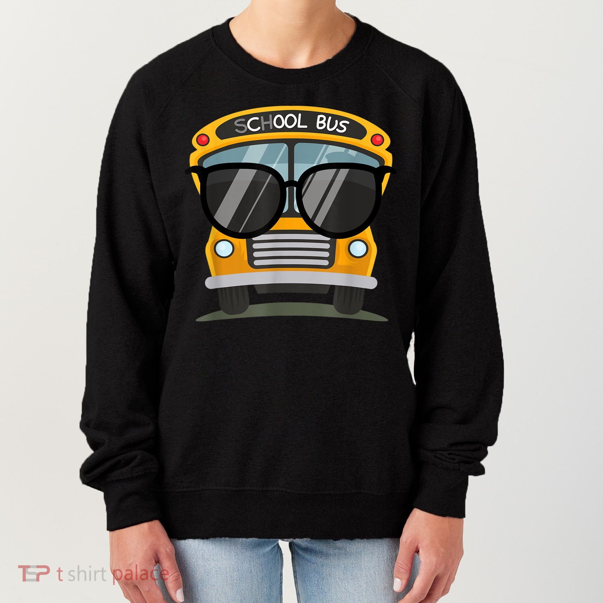 Cool Bus With Sunglasses School Bus Party Women's Sweatshirt
