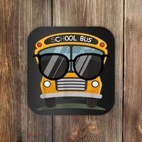 Cool Bus With Sunglasses School Bus Party Coaster thumb 0