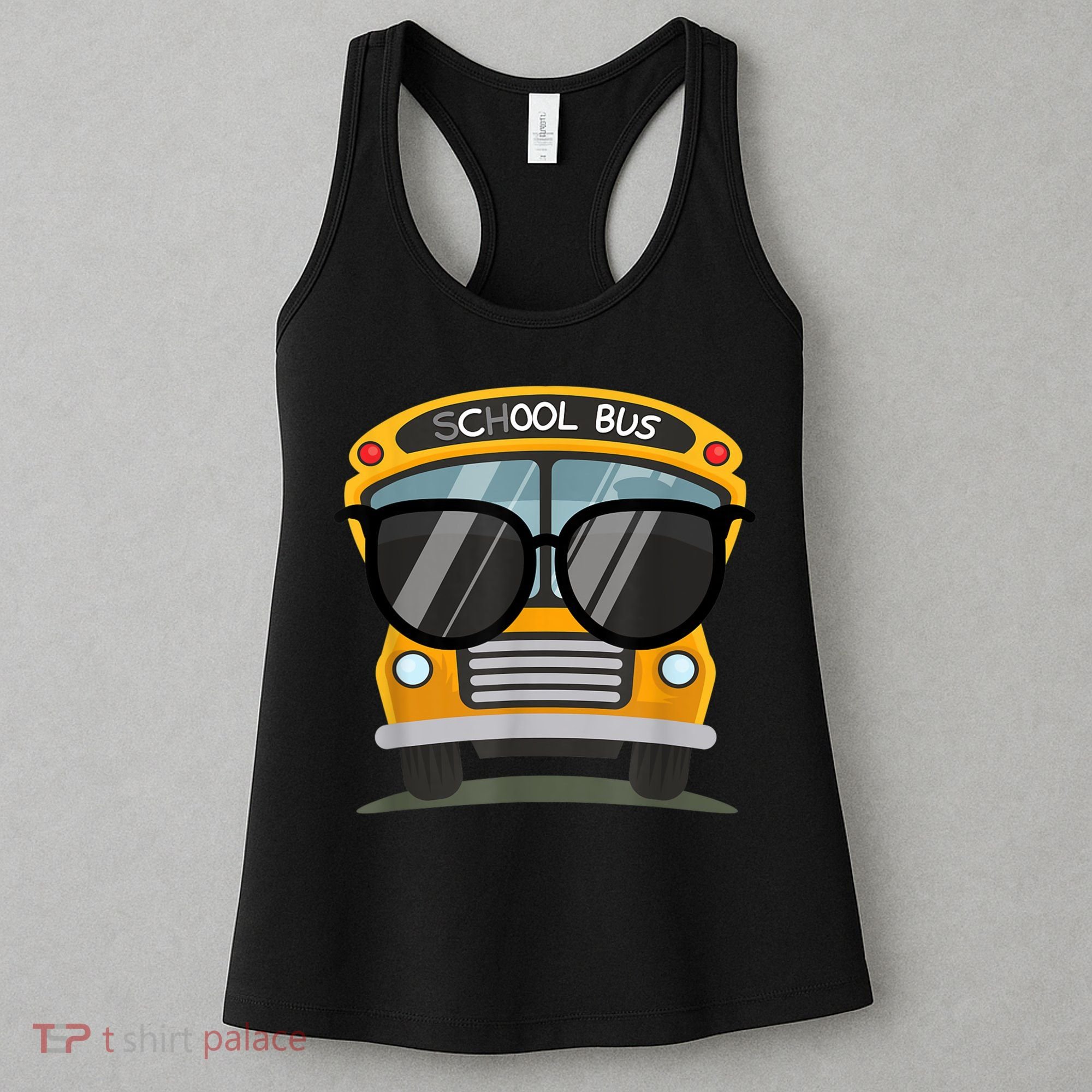 Cool Bus With Sunglasses School Bus Party Women's Tank Top