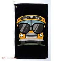 Cool Bus With Sunglasses School Bus Party Golf Towel thumb 0