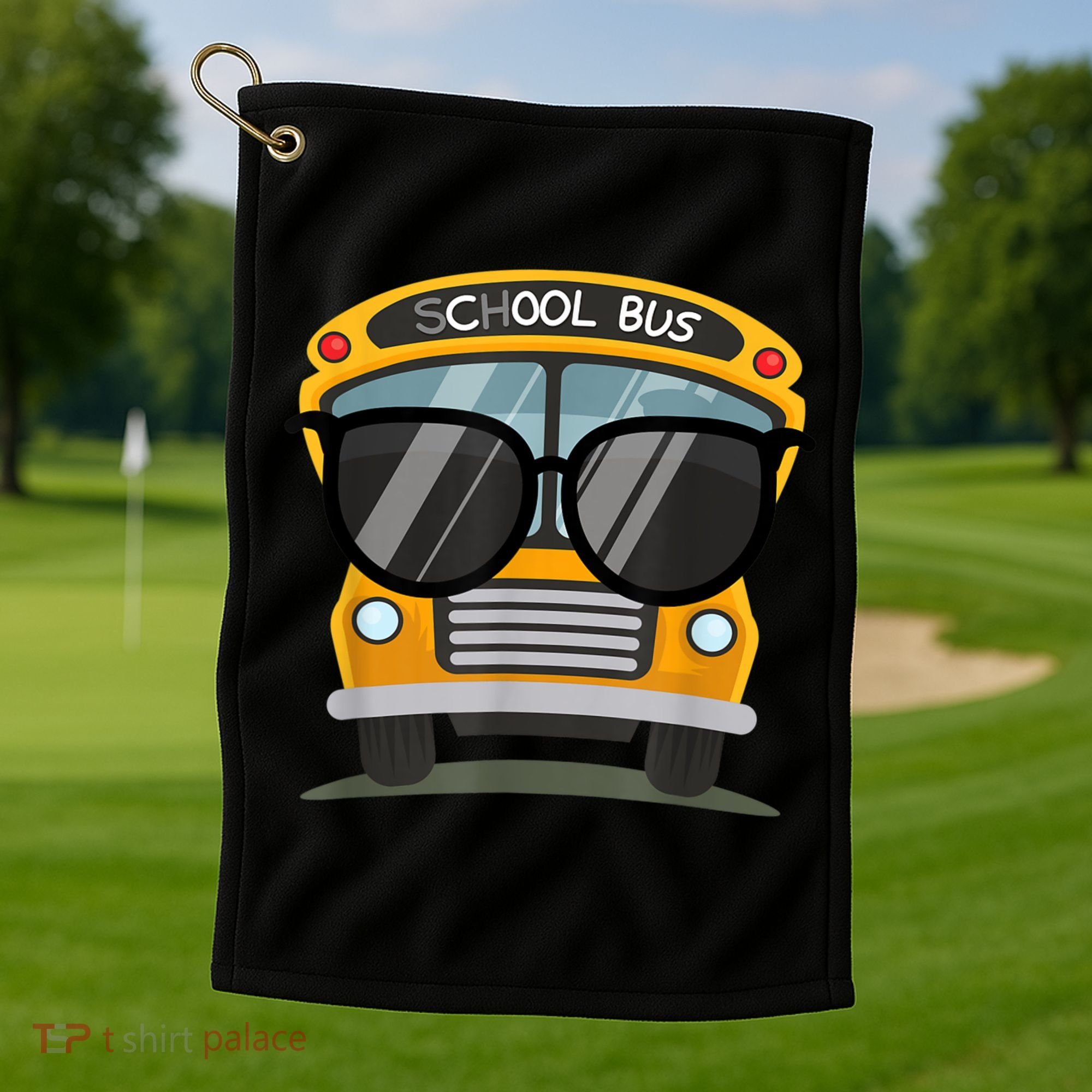 Cool Bus With Sunglasses School Bus Party Golf Towel