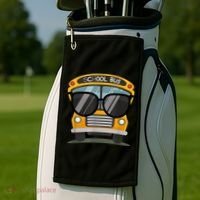 Cool Bus With Sunglasses School Bus Party Golf Towel thumb 2