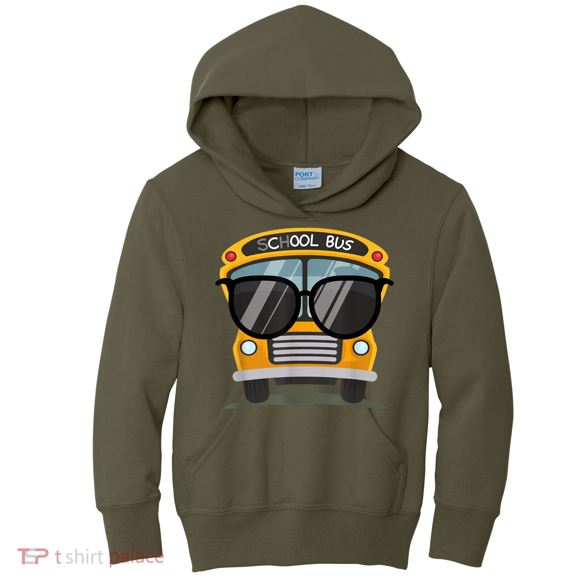 Cool Bus With Sunglasses School Bus Party Kids Hoodie