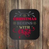 Christmas Begins With Christ Christian Coaster thumb 0