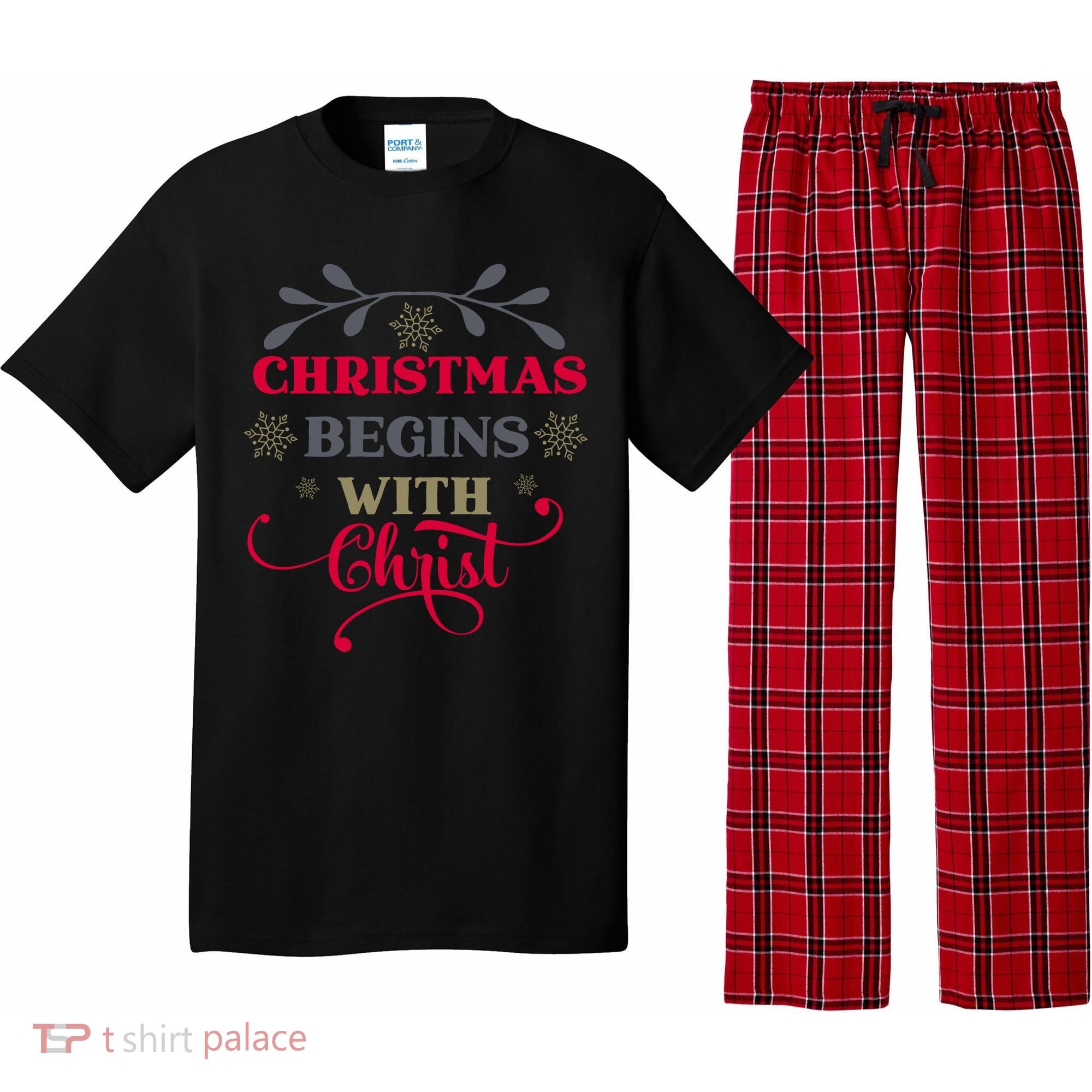 Christmas Begins With Christ Christian Pajama Set