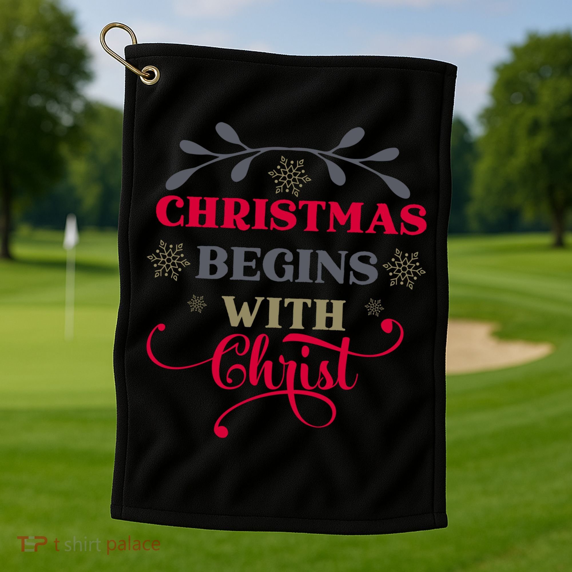 Christmas Begins With Christ Christian Golf Towel