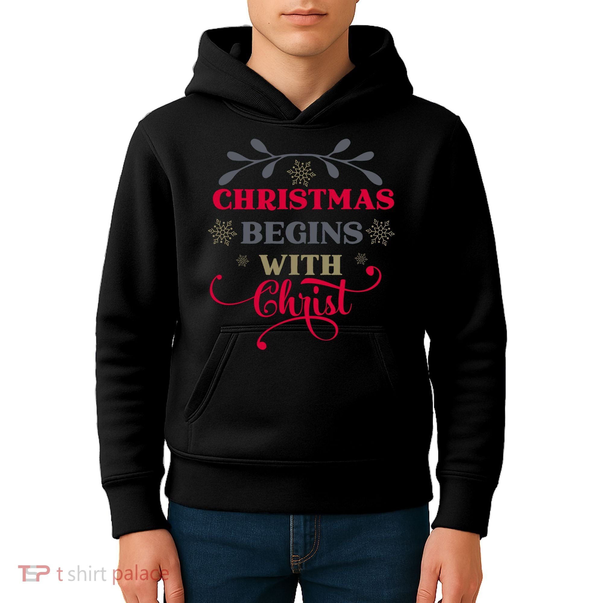 Christmas Begins With Christ Christian Kids Hoodie