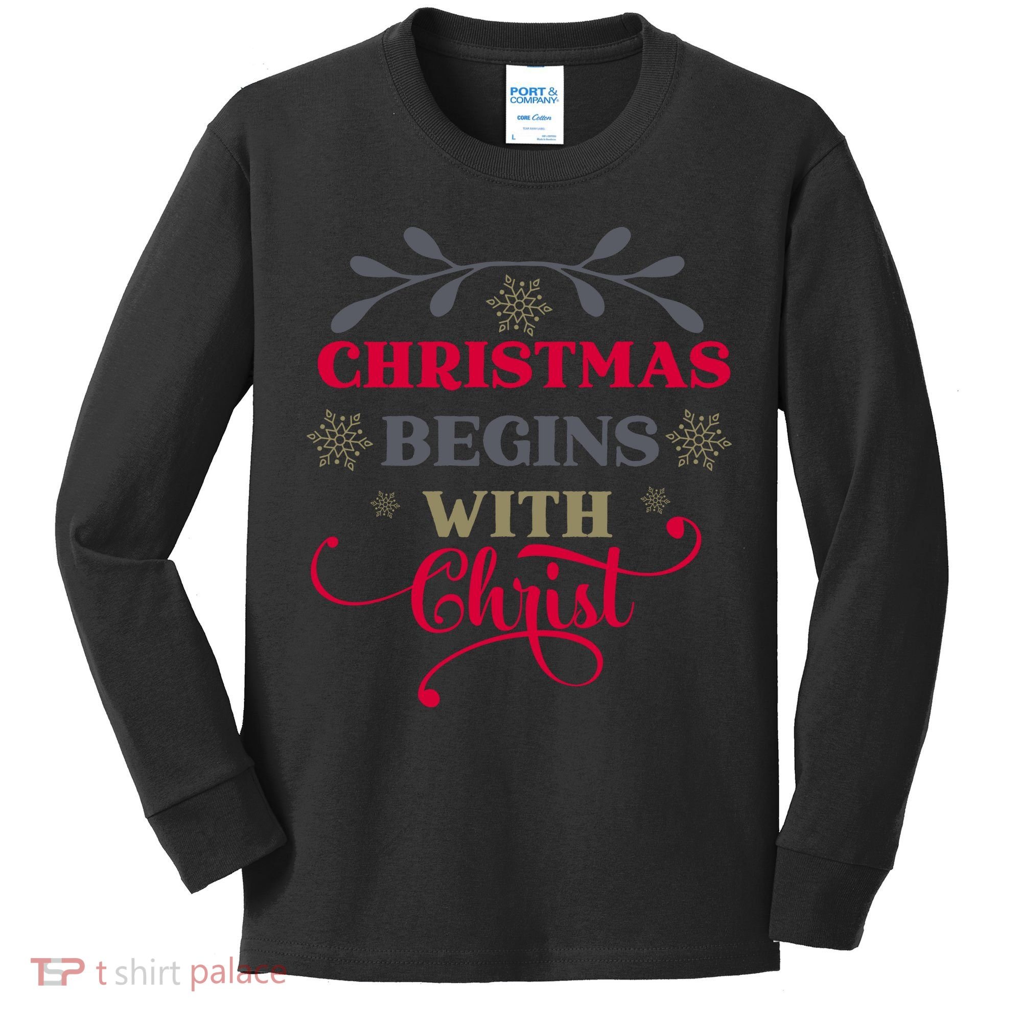 Christmas Begins With Christ Christian Kids Long Sleeve Shirt
