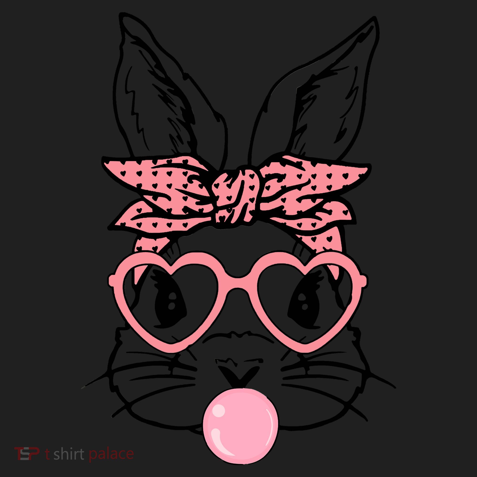 Cute Bunny With Bandana Heart Glasses Bubblegum Easter Day Beanie