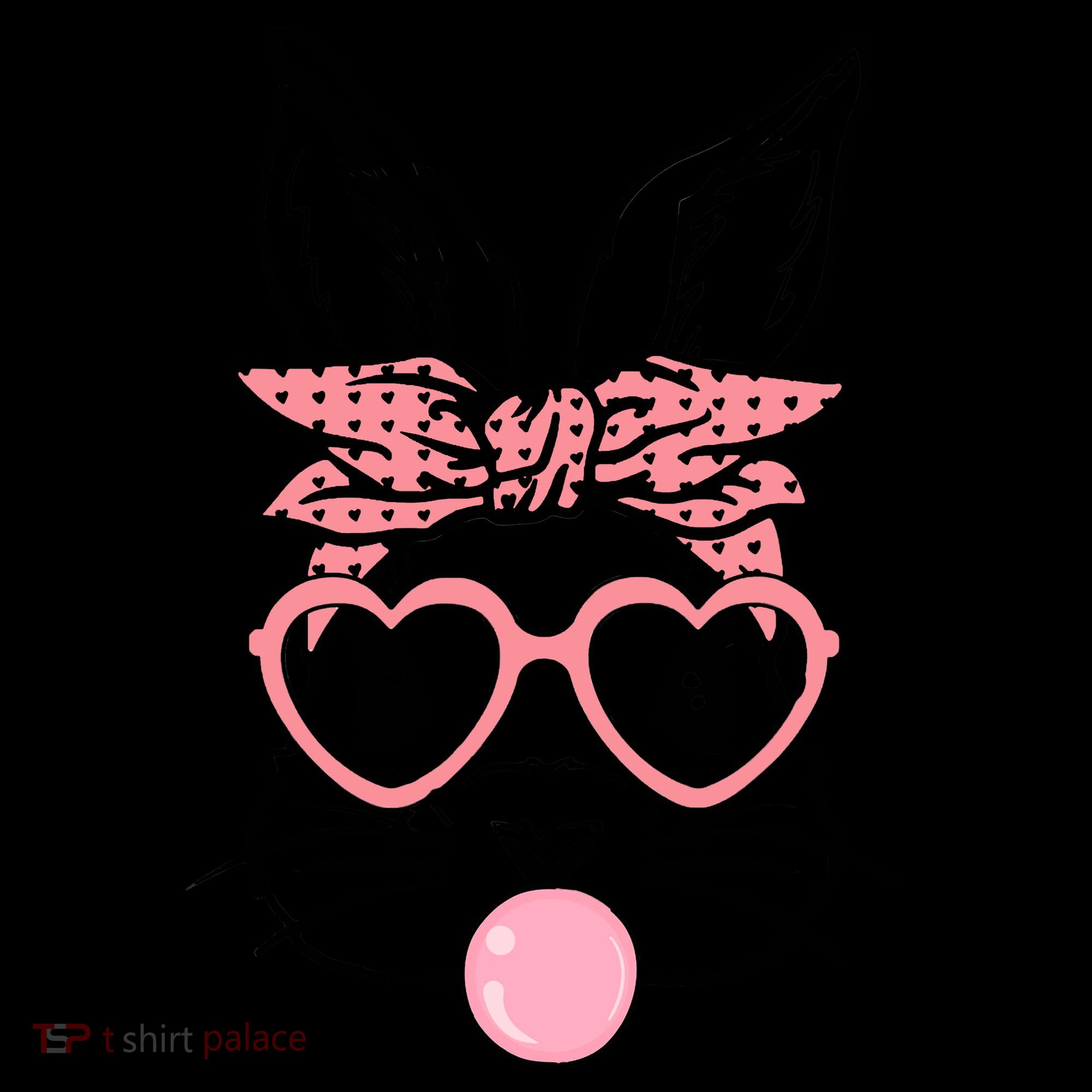 Cute Bunny With Bandana Heart Glasses Bubblegum Easter Day Women's Hoodie