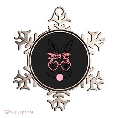 Cute Bunny With Bandana Heart Glasses Bubblegum Easter Day Ornament