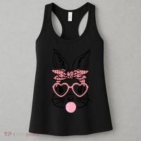 Cute Bunny With Bandana Heart Glasses Bubblegum Easter Day Women's Tank Top thumb 3