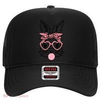 Cute Bunny With Bandana Heart Glasses Bubblegum Easter Day Hat thumb 0