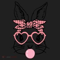 Cute Bunny With Bandana Heart Glasses Bubblegum Easter Day Hat thumb 2