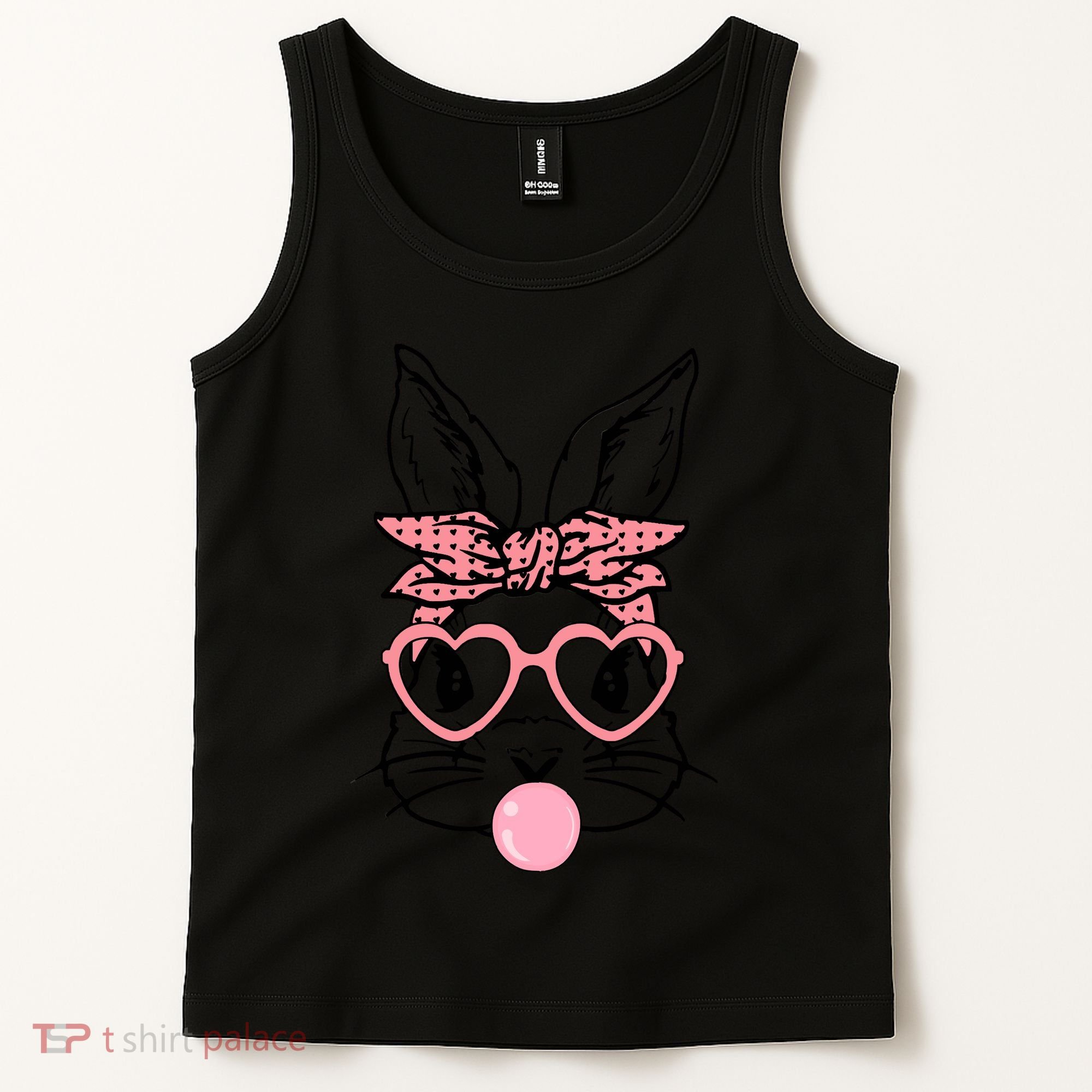 Cute Bunny With Bandana Heart Glasses Bubblegum Easter Day Tank Top