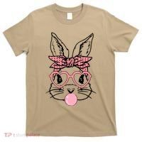 Cute Bunny With Bandana Heart Glasses Bubblegum Easter Day T-Shirt thumb 0