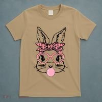 Cute Bunny With Bandana Heart Glasses Bubblegum Easter Day T-Shirt thumb 5