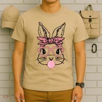 Cute Bunny With Bandana Heart Glasses Bubblegum Easter Day T-Shirt thumb 6