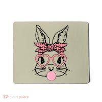 Cute Bunny With Bandana Heart Glasses Bubblegum Easter Day Mousepad thumb 0