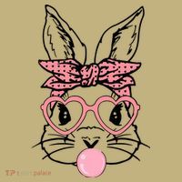 Cute Bunny With Bandana Heart Glasses Bubblegum Easter Day Mousepad thumb 1