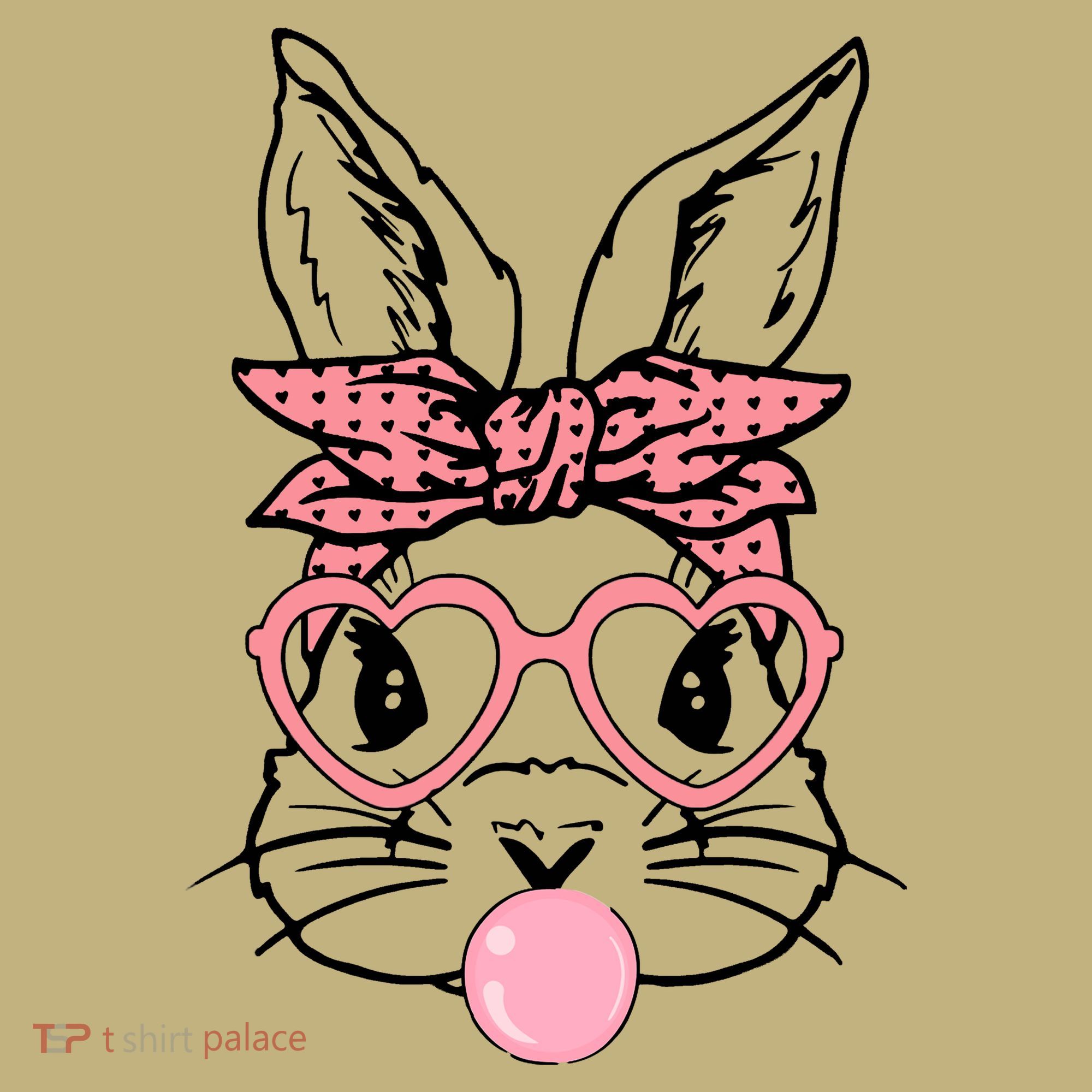 Cute Bunny With Bandana Heart Glasses Bubblegum Easter Day Mousepad