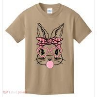 Cute Bunny With Bandana Heart Glasses Bubblegum Easter Day Kids T-Shirt thumb 0