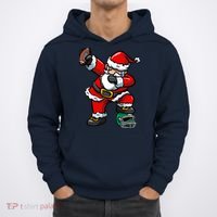 Christmas Boy Xmas Dabbing Santa Claus Football Hoodie thumb 0