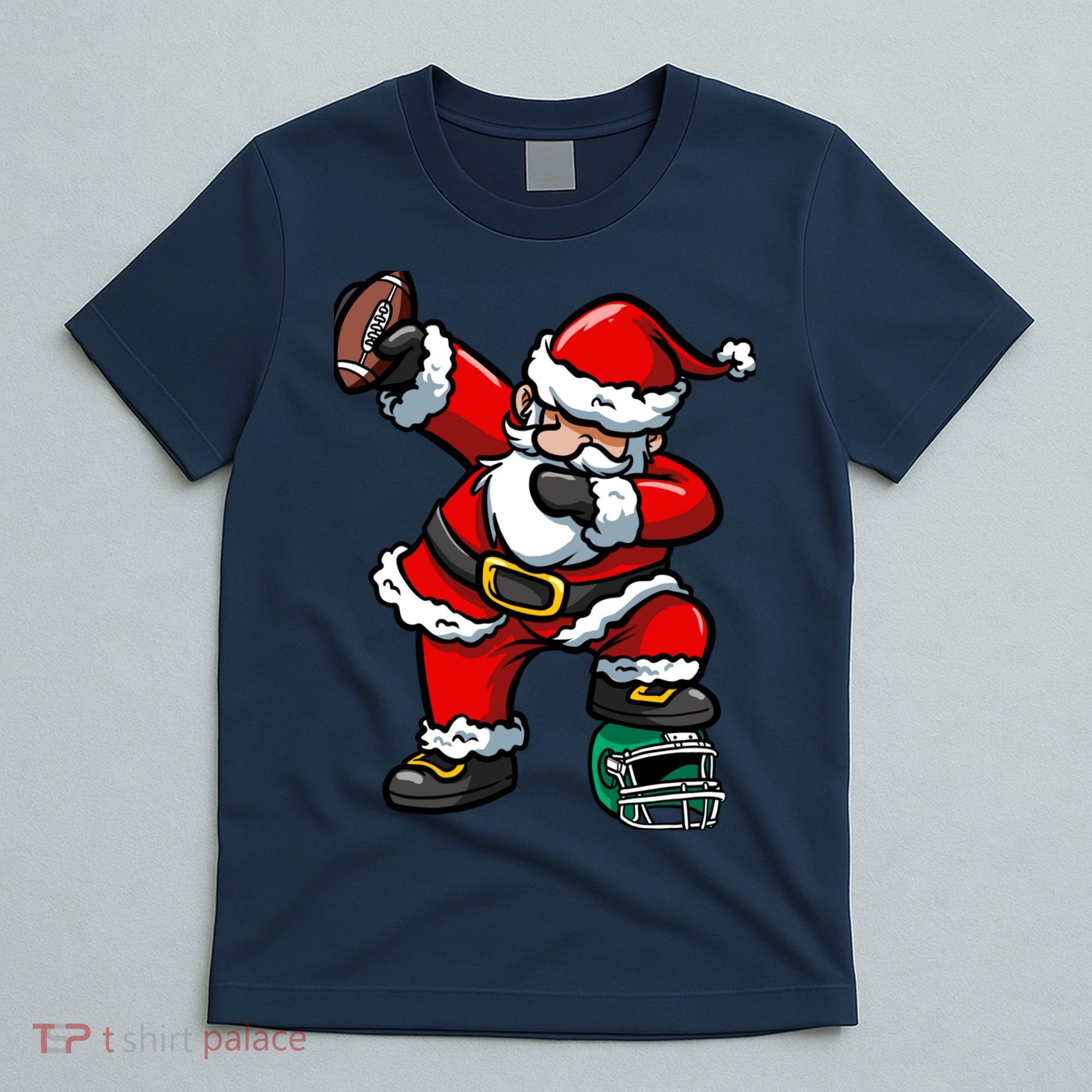 Christmas Boy Xmas Dabbing Santa Claus Football T-Shirt