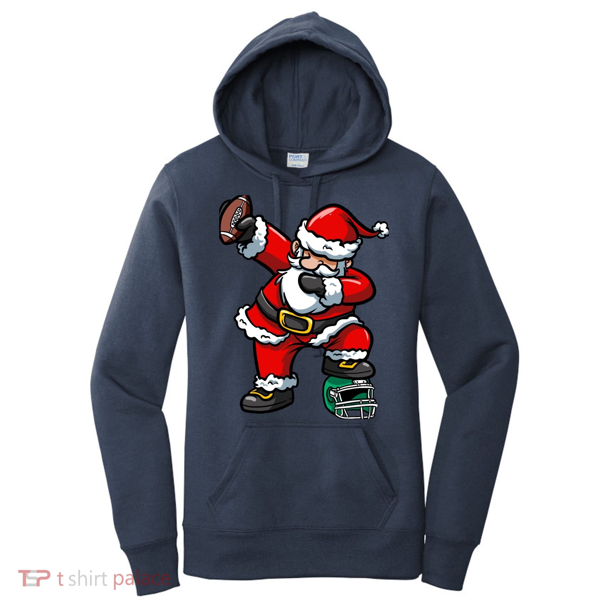 Christmas Boy Xmas Dabbing Santa Claus Football Women's Hoodie