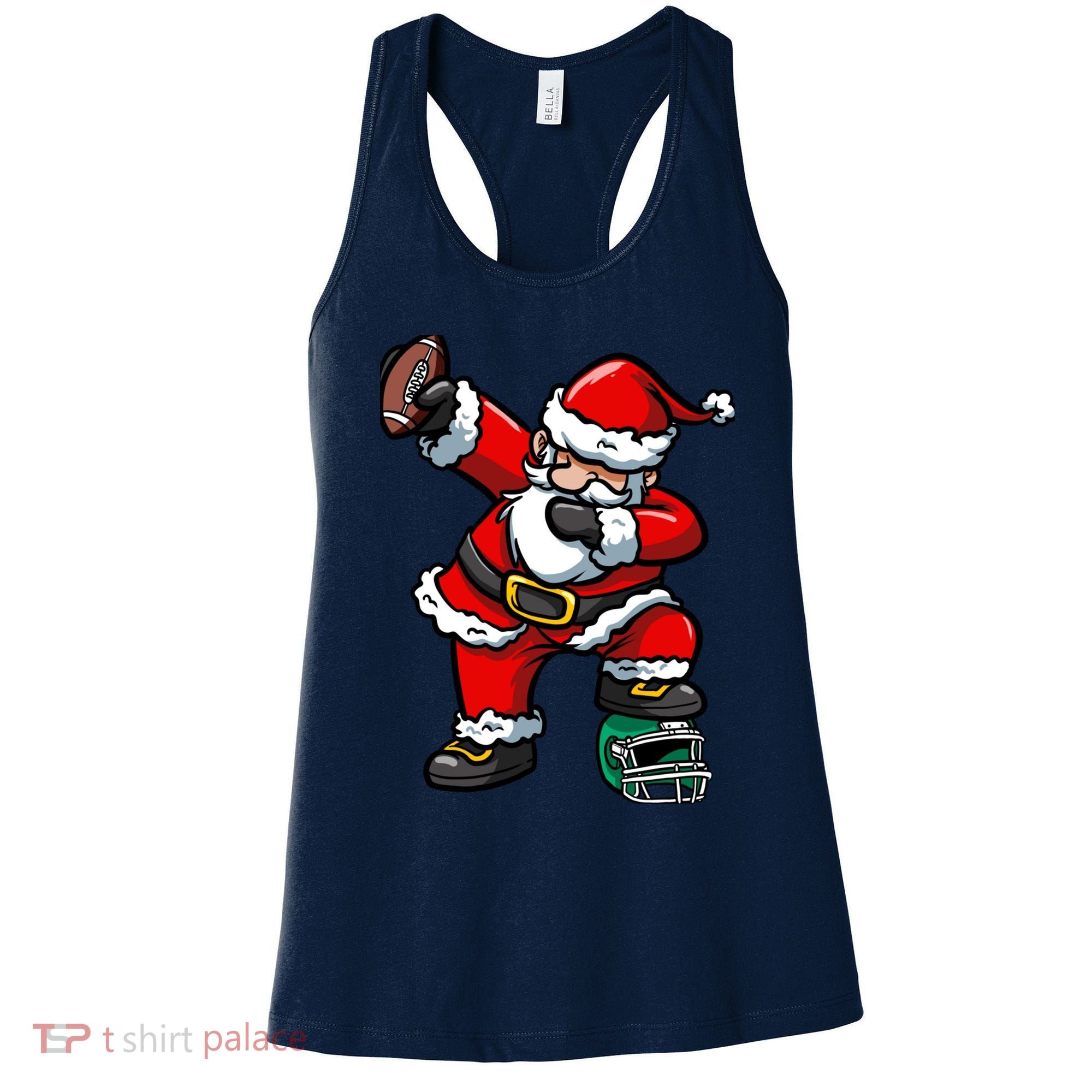 Christmas Boy Xmas Dabbing Santa Claus Football Women's Tank Top