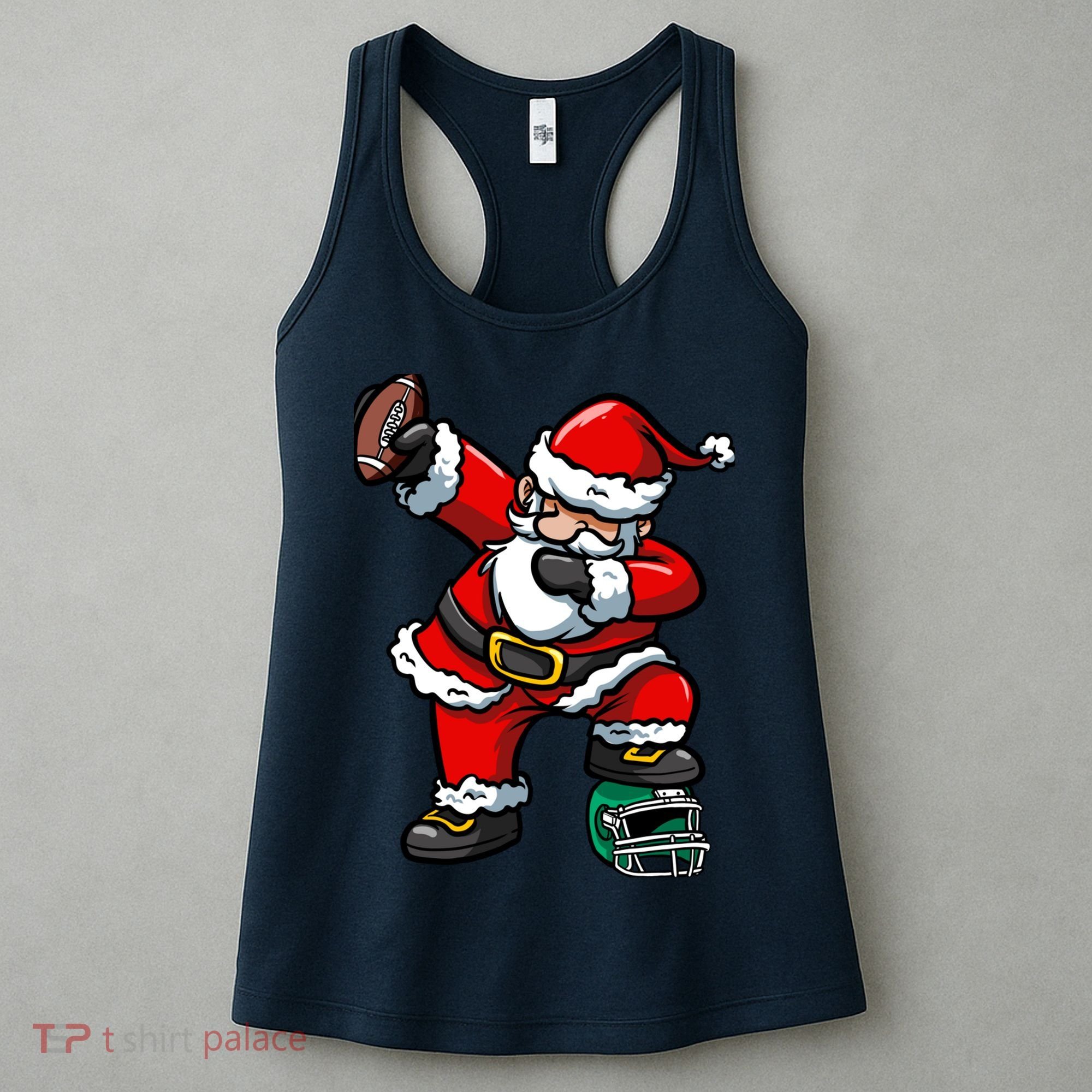 Christmas Boy Xmas Dabbing Santa Claus Football Women's Tank Top