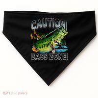 Caution Bass Zone Funny Fishing USA-Made Doggie Bandana thumb 0
