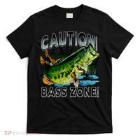 Caution Bass Zone Funny Fishing T-Shirt thumb 0