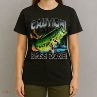 Caution Bass Zone Funny Fishing T-Shirt thumb 4