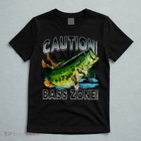 Caution Bass Zone Funny Fishing T-Shirt thumb 5
