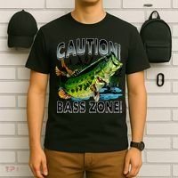 Caution Bass Zone Funny Fishing T-Shirt thumb 6