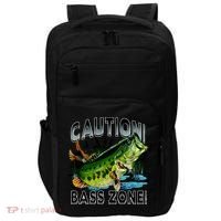 Caution Bass Zone Funny Fishing Impact Tech Backpack thumb 0