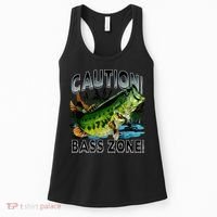 Caution Bass Zone Funny Fishing Women's Tank Top thumb 0