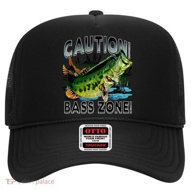 Caution Bass Zone Funny Fishing Hat