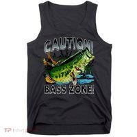 Caution Bass Zone Funny Fishing Tank Top thumb 0