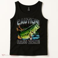 Caution Bass Zone Funny Fishing Tank Top thumb 2