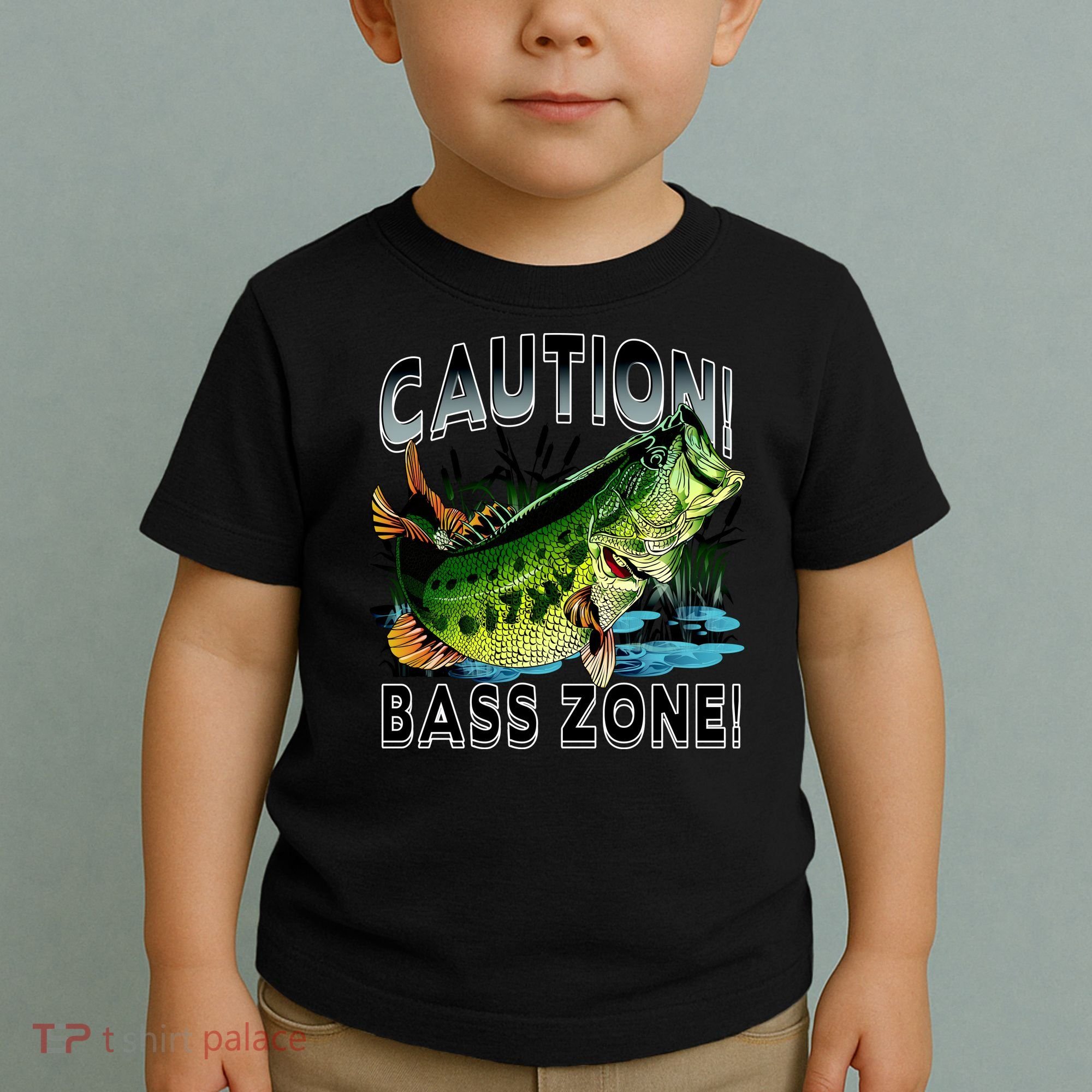Caution Bass Zone Funny Fishing Toddler T-Shirt