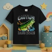 Caution Bass Zone Funny Fishing Toddler T-Shirt thumb 3