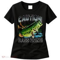 Caution Bass Zone Funny Fishing Women's T-Shirt thumb 0