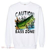Caution Bass Zone Funny Fishing Garment-Dyed Sweatshirt thumb 0