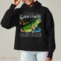 Caution Bass Zone Fishing Ladies Heavyweight Boxy Pullover Hoodie thumb 0