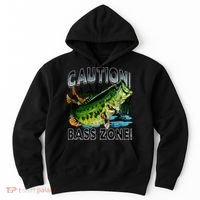 Caution Bass Zone Fishing Hoodie thumb 0