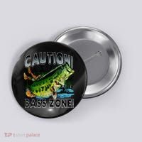 Caution Bass Zone Fishing Button thumb 0